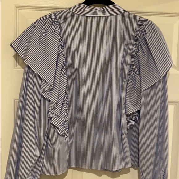 Zara Striped Long Sleeve Top w/Ruffles - Picture 5 of 5